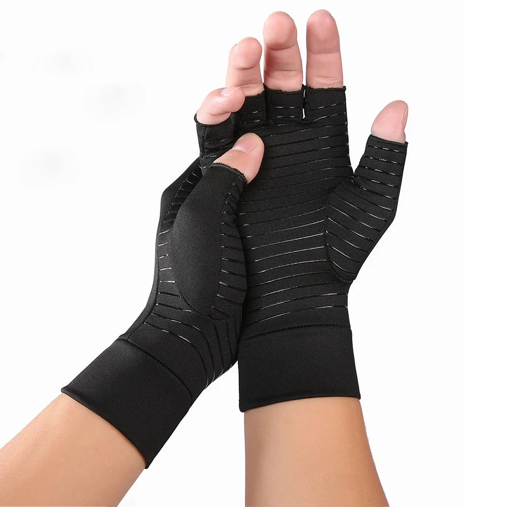 Indoor Writing Copper Fiber Health Care Half Finger Rehabilitation Training Joint Pain Relief Gloves Pressure Gloves